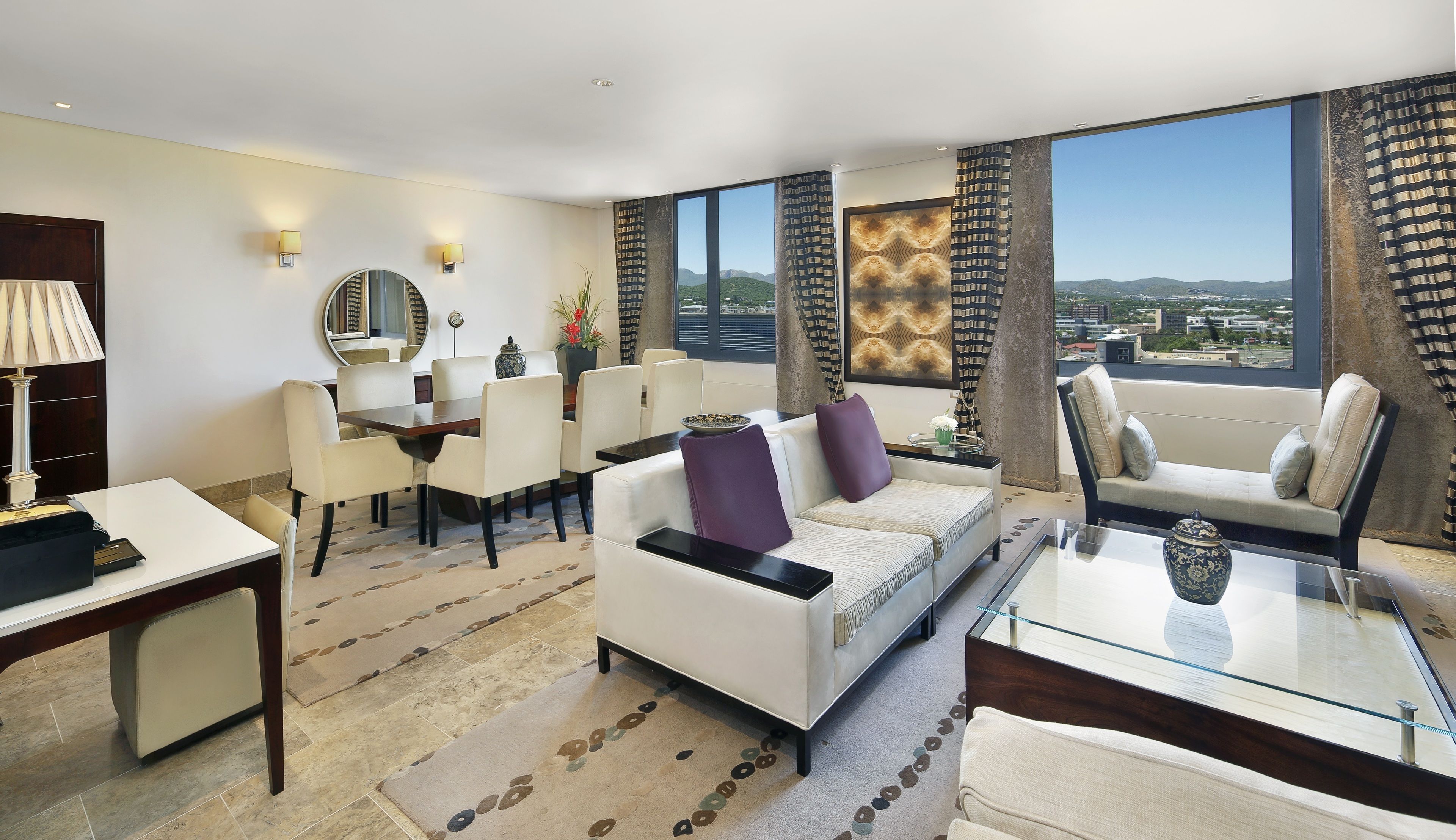 presidential suite | living area | 32-inch lcd tv with cable channels, tv, mp3 dock