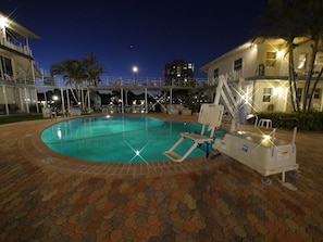 Outdoor pool, pool loungers