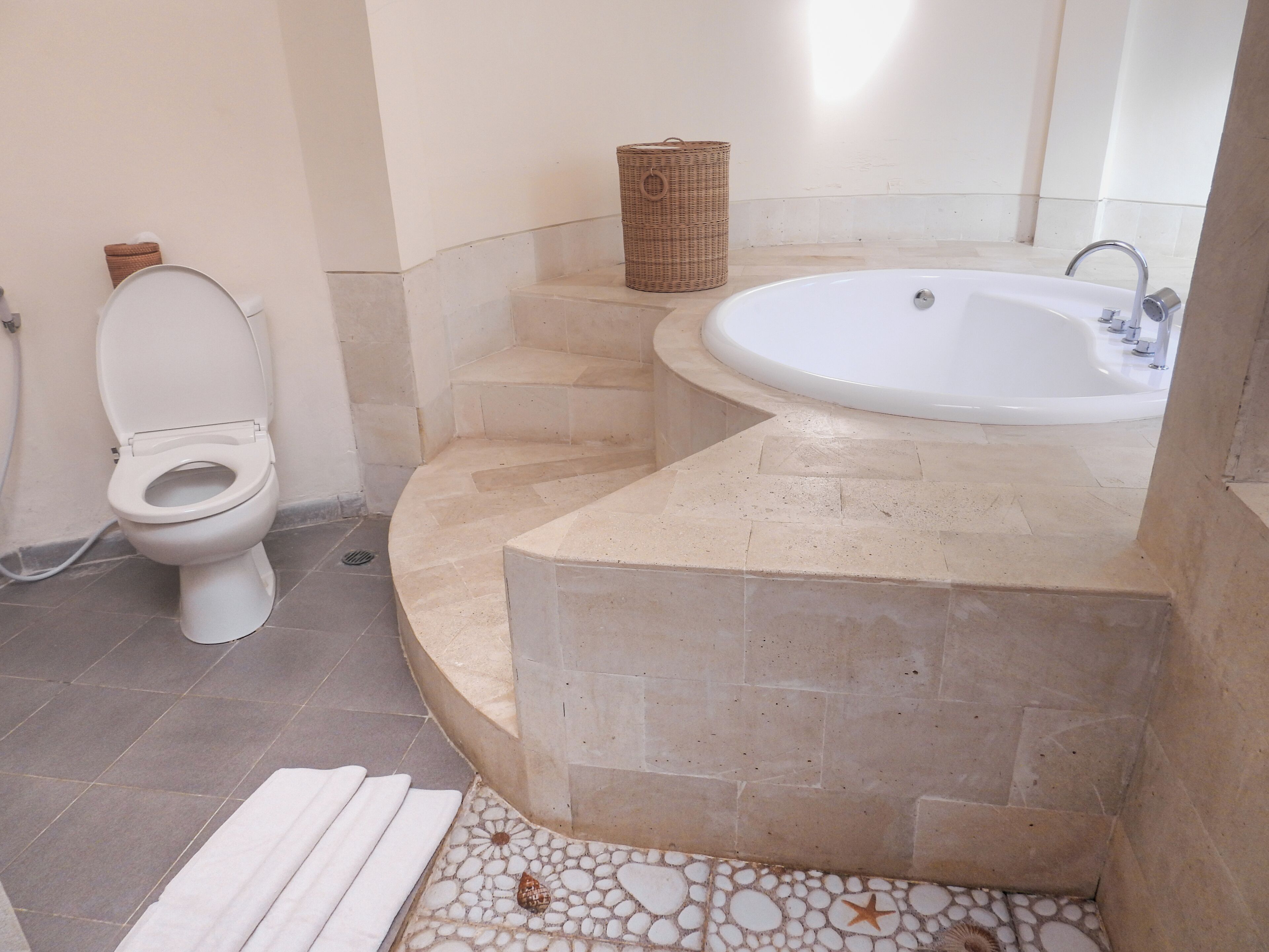 two-bedroom villa  | bathroom | free toiletries, towels, soap, shampoo