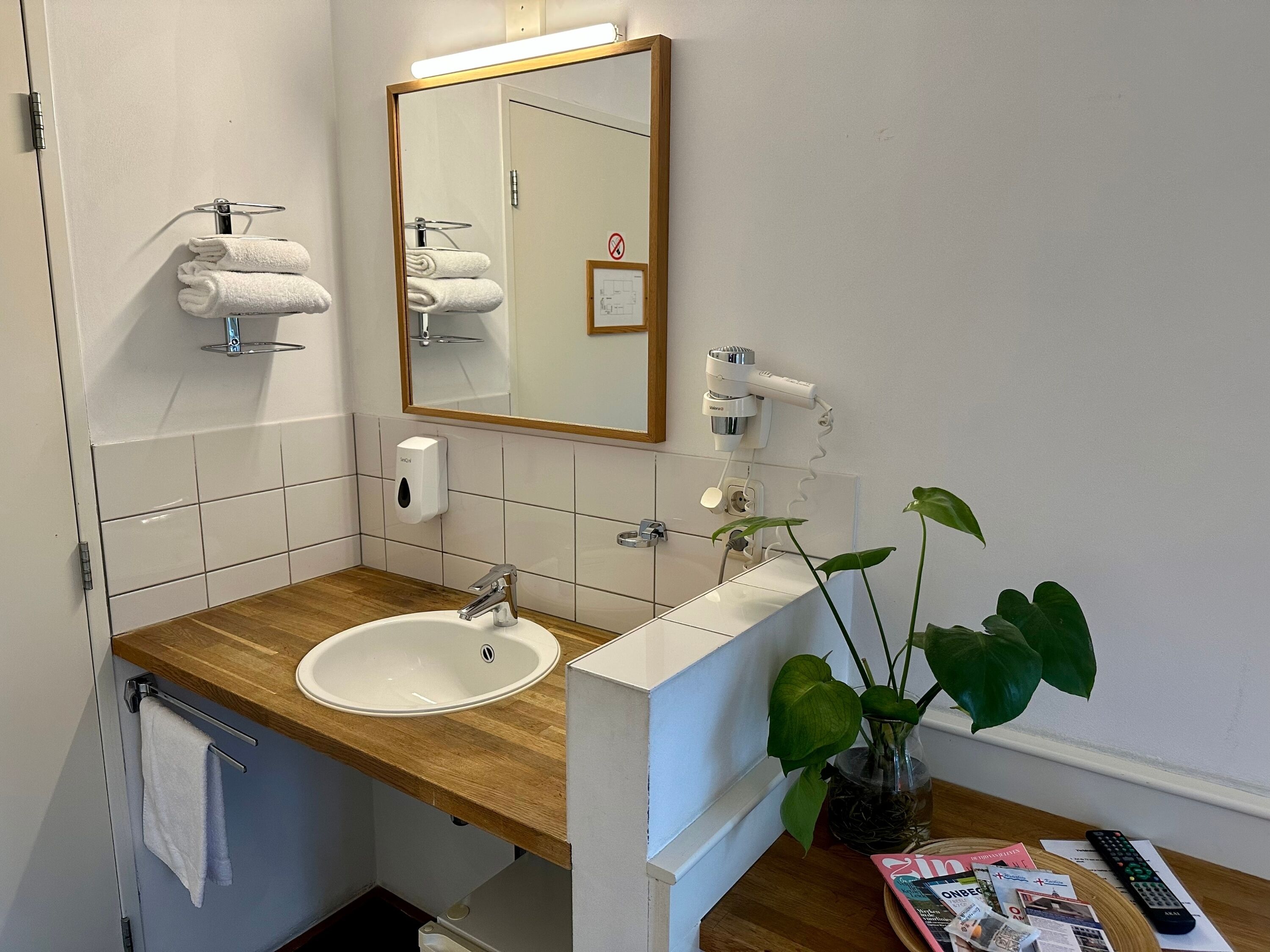 basic single room, 1 single bed (private shower) | bathroom | shower, hair dryer, towels