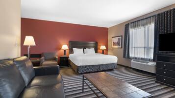Junior Suite, 1 King Bed, Non Smoking, Jetted Tub (with Sofabed) | Desk, laptop workspace, iron/ironing board, free cribs/infant beds