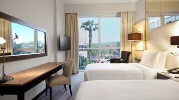 Room, 2 Twin Beds, Pool View | In-room safe, desk, blackout drapes, soundproofing