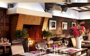 French cuisine, garden views