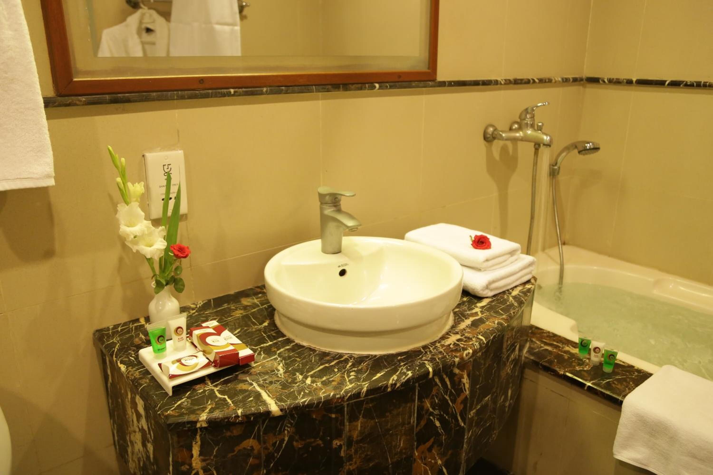 Free toiletries, hair dryer, bathrobes, slippers