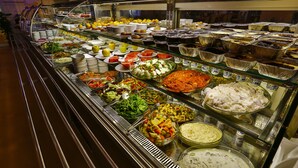 A buffet with various food items and beverages. - Han Hotel (Istanbul)