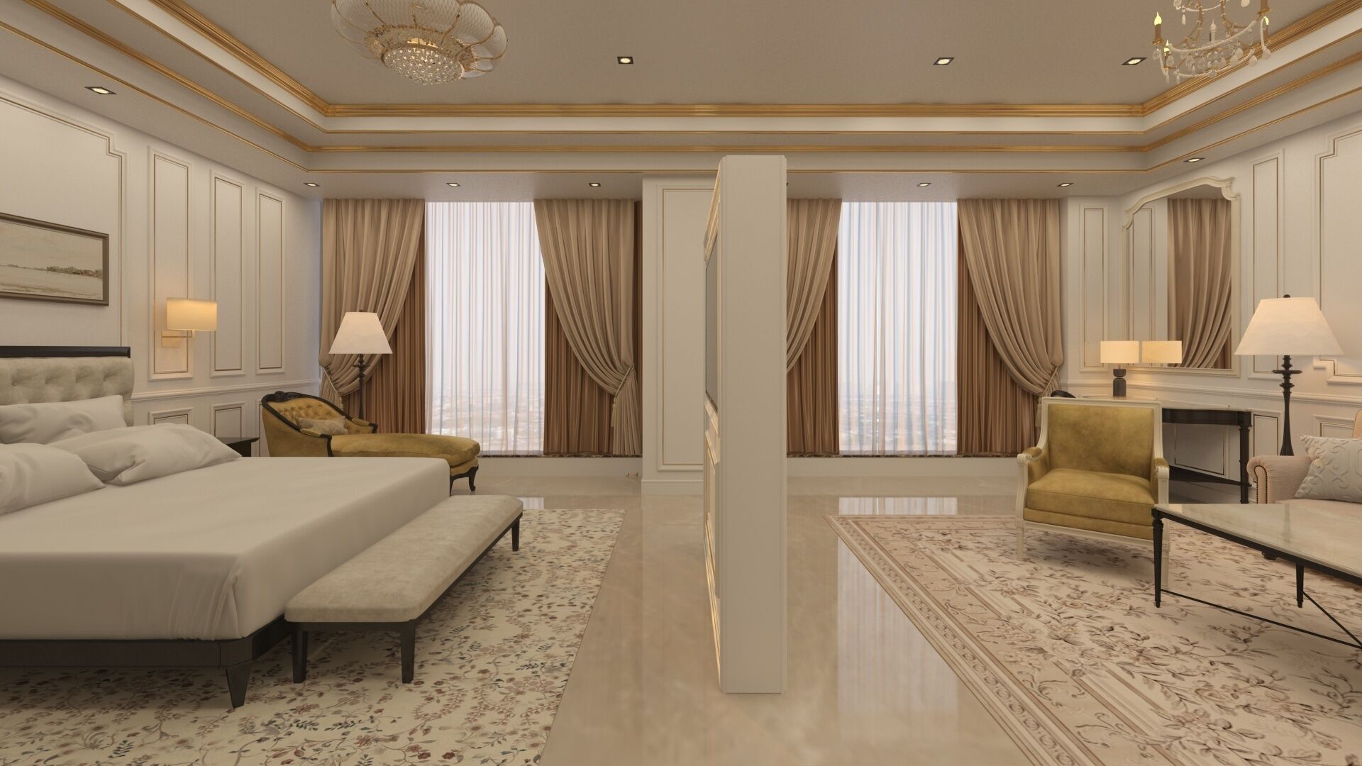 Suite – club, 1 kingsize-seng, byutsikt | Minibar, safe på rommet, skrivebord og blendingsgardiner