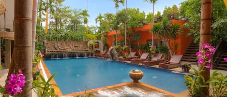Indoor pool, outdoor pool, open open 24 hours, pool umbrellas