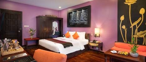 Premium bedding, down comforters, memory foam beds, minibar