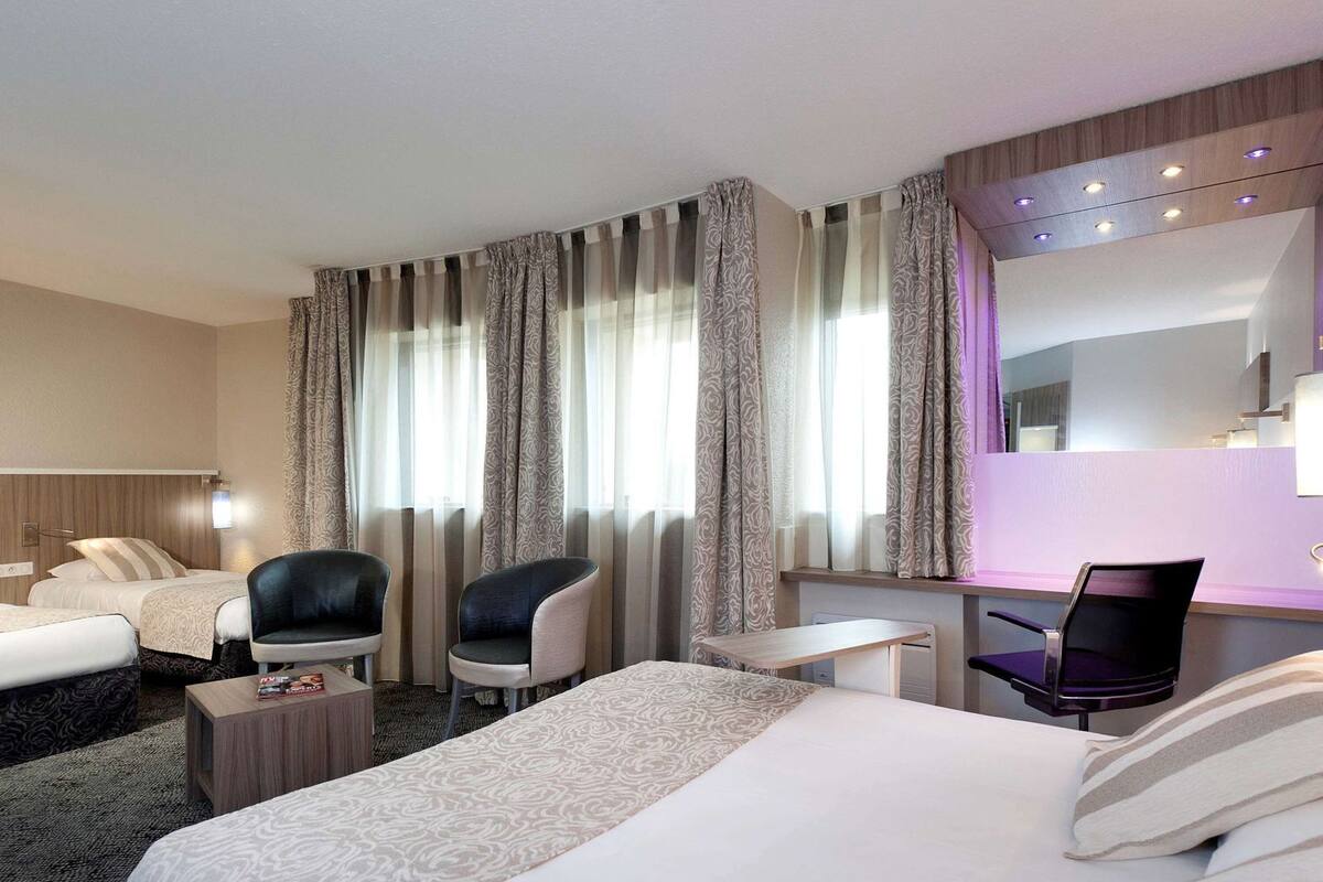 1 soveværelse, premium-sengetøj, skrivebord, mørklægningsgardiner