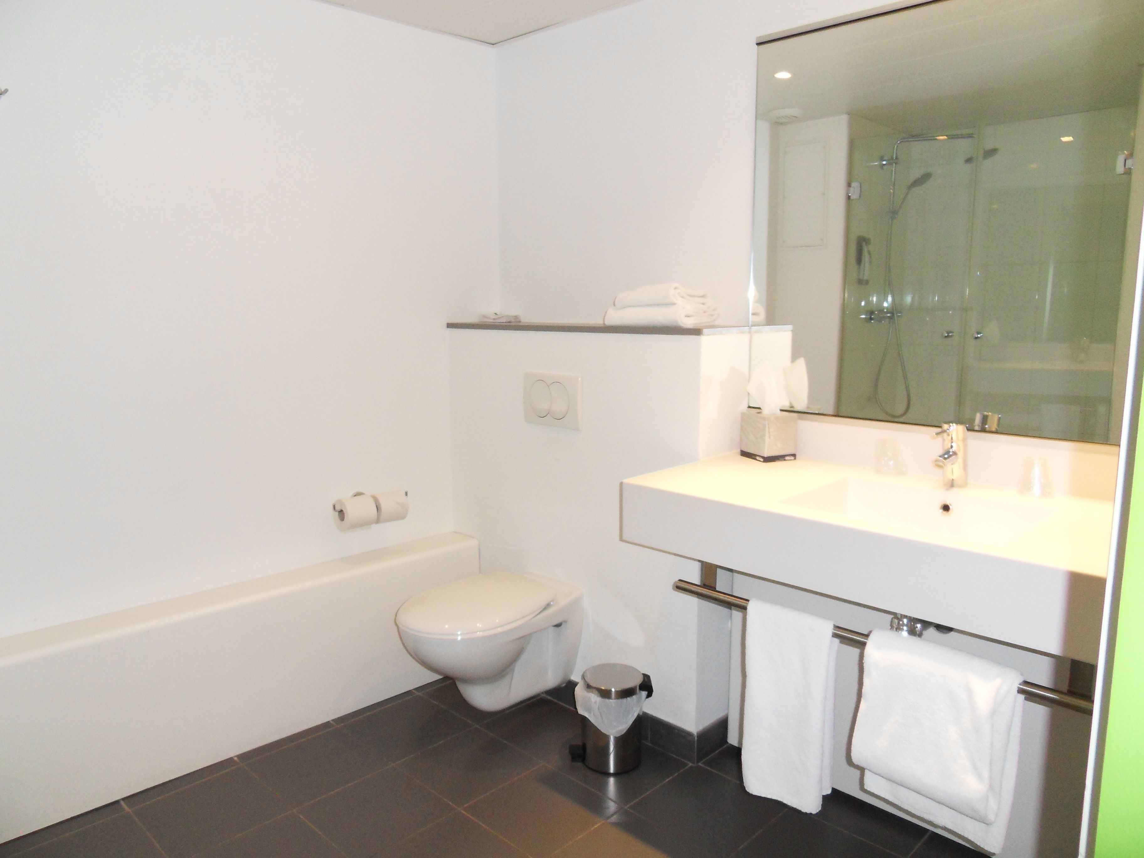 shower, eco-friendly toiletries, hair dryer, towels