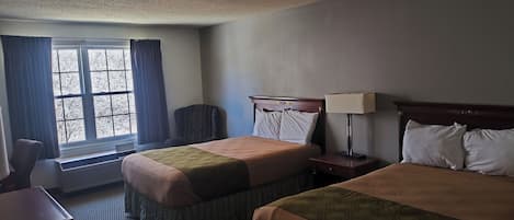 Room, 2 Queen Beds, Non Smoking | Desk, iron/ironing board, free WiFi, bed sheets