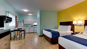 Room, 2 Queen Beds, Non Smoking, Kitchenette | Premium bedding, desk, iron/ironing board, free WiFi