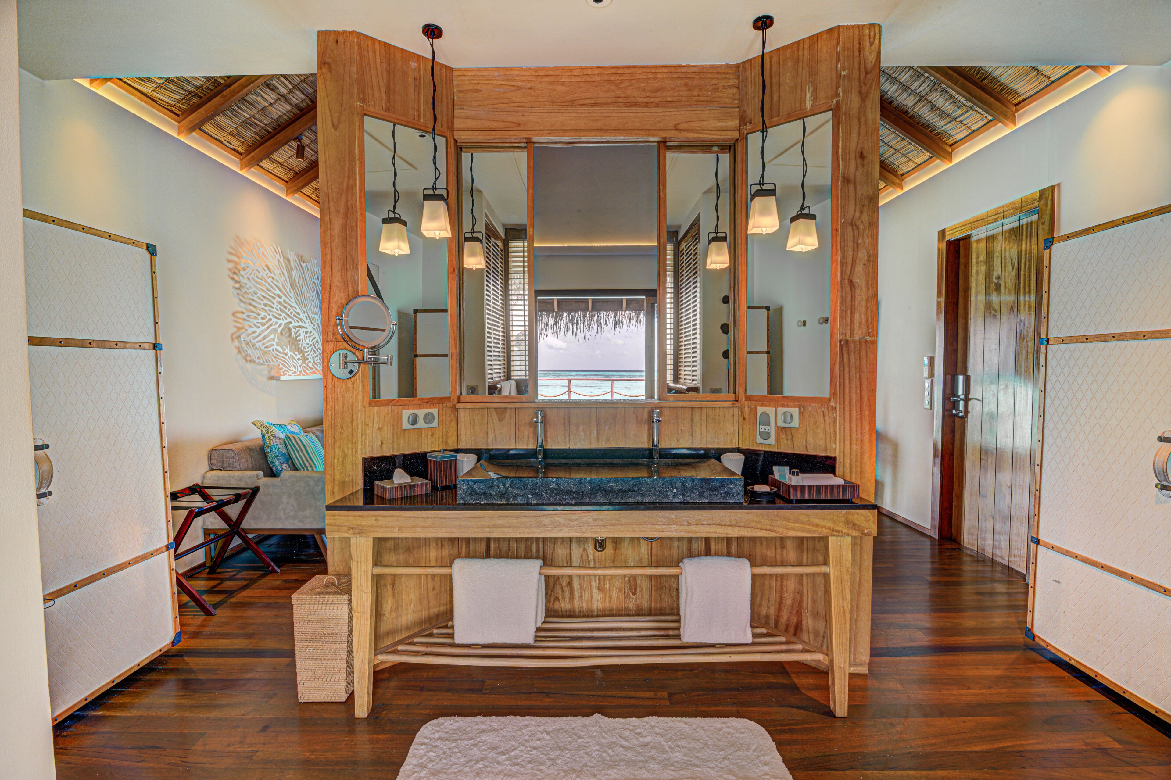 villa (sand) | bathroom | separate bathtub and shower, deep-soaking bathtub, rainfall showerhead