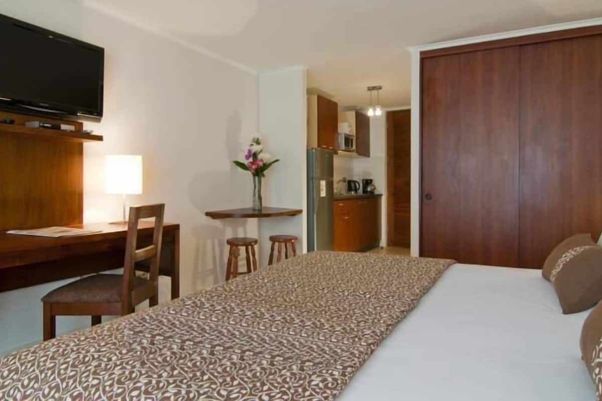 Minibar, vÀrdeförvaringsskÄp pÄ rummet och skrivbord