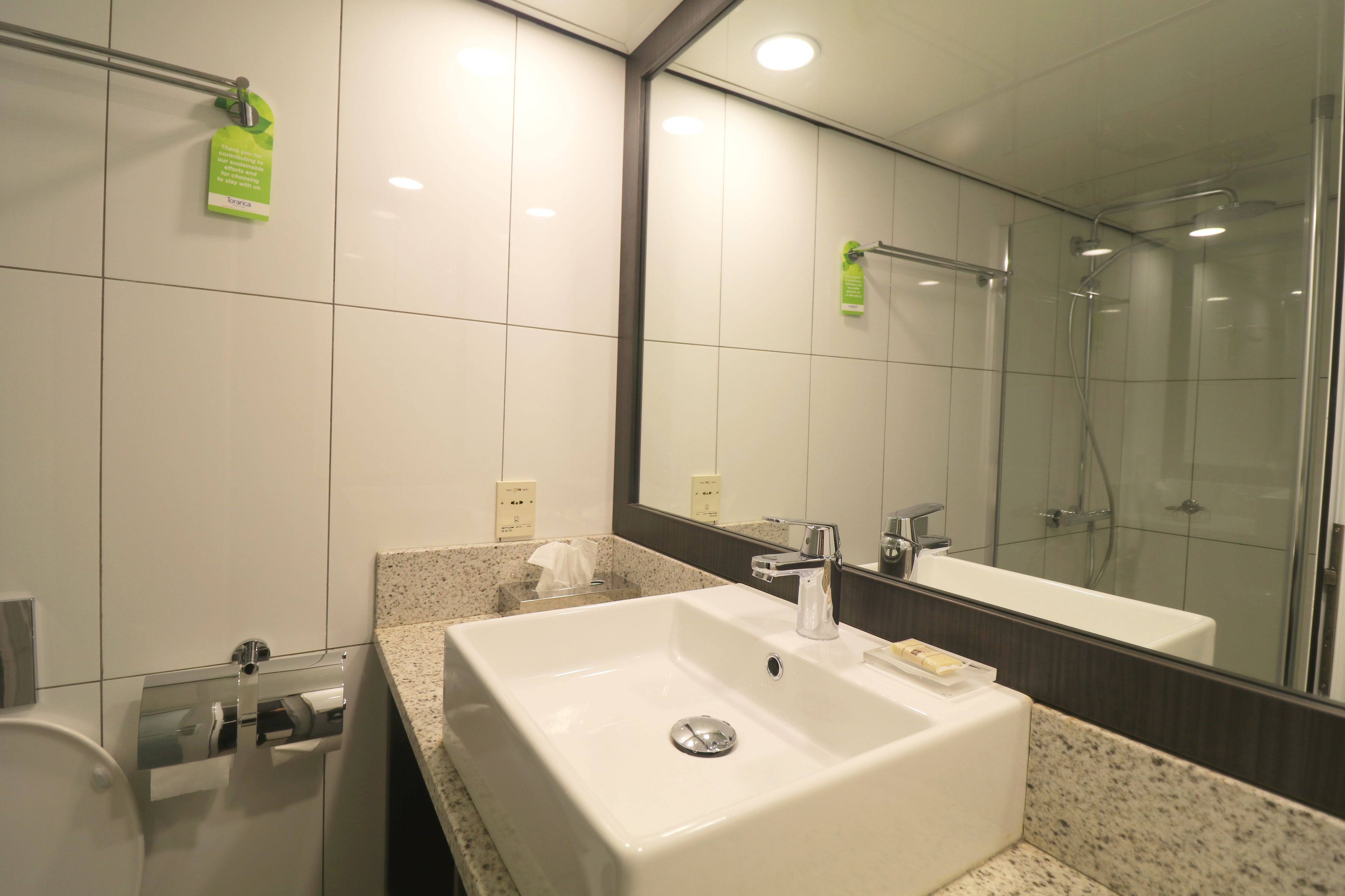 shower, free toiletries, hair dryer, bathrobes