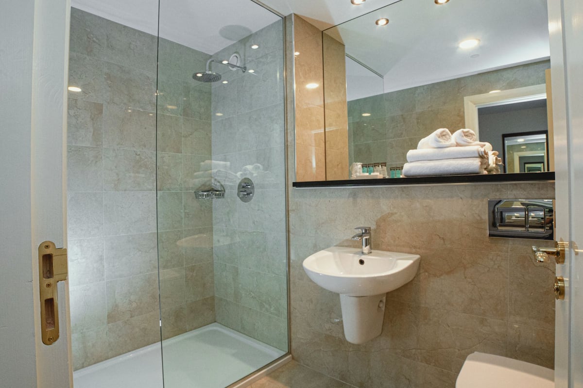 free toiletries, hair dryer, towels, soap