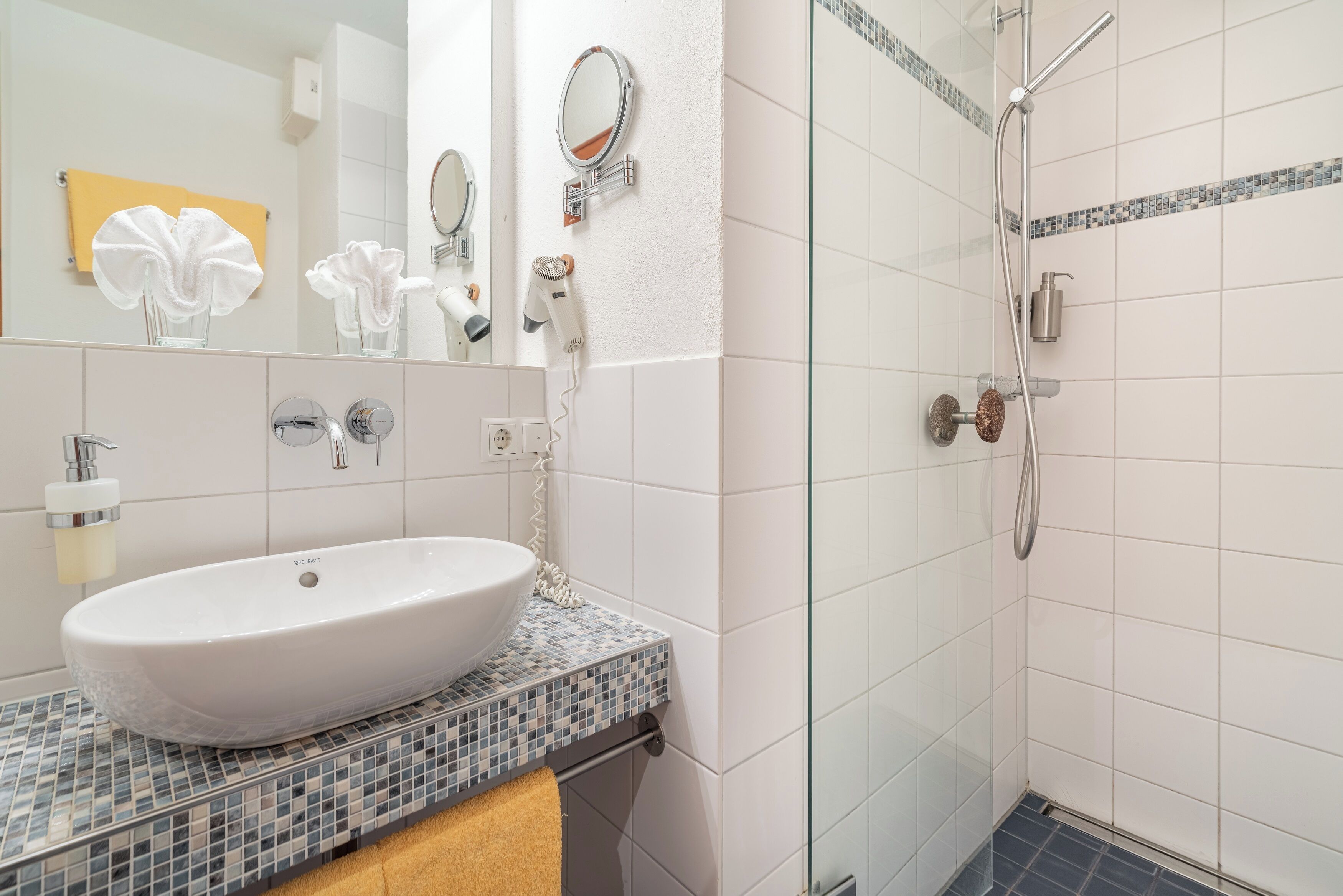 signature double room, non smoking, garden area | bathroom | shower, eco-friendly toiletries, hair dryer, towels