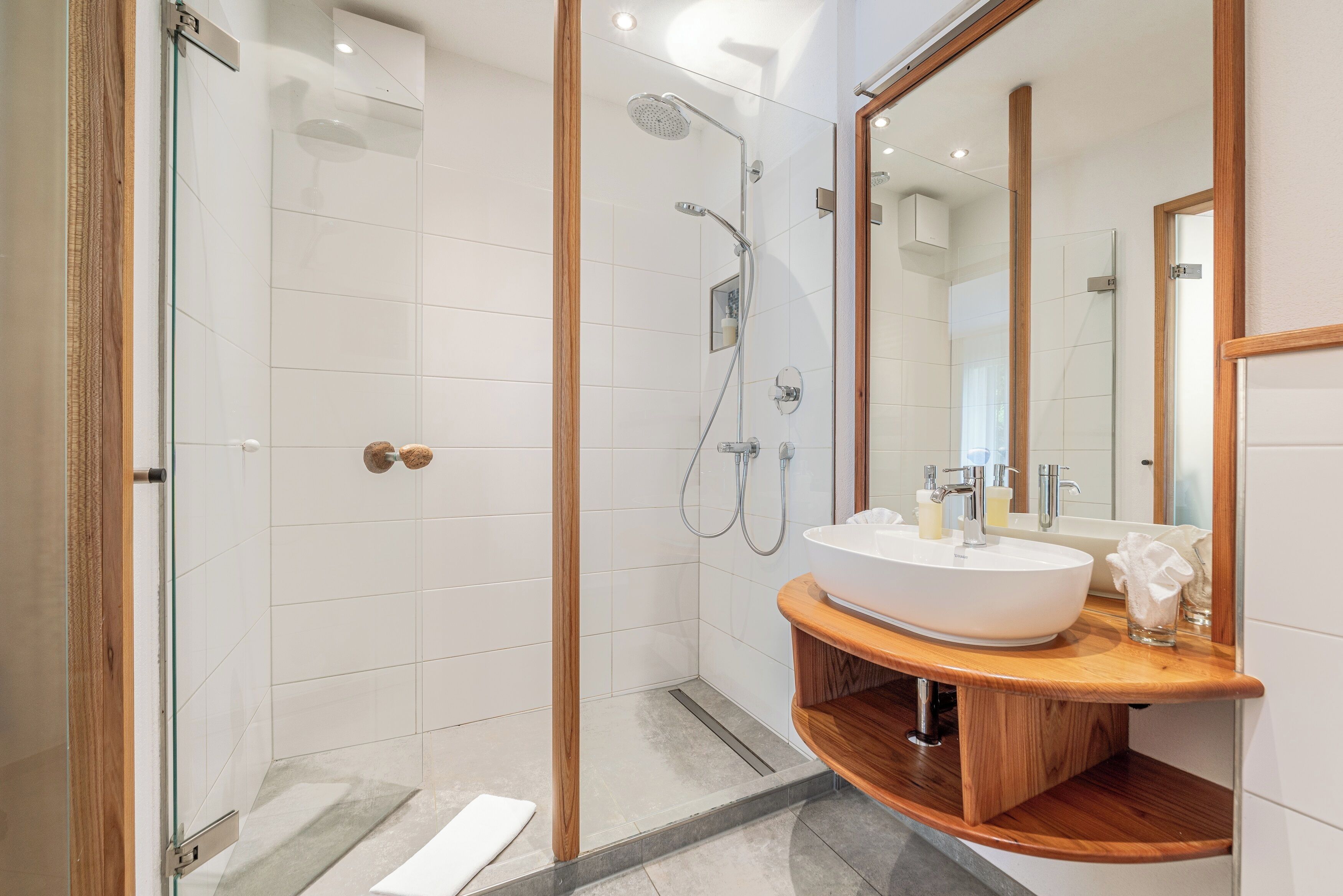 premium double room, non smoking, garden area | bathroom | shower, eco-friendly toiletries, hair dryer, towels