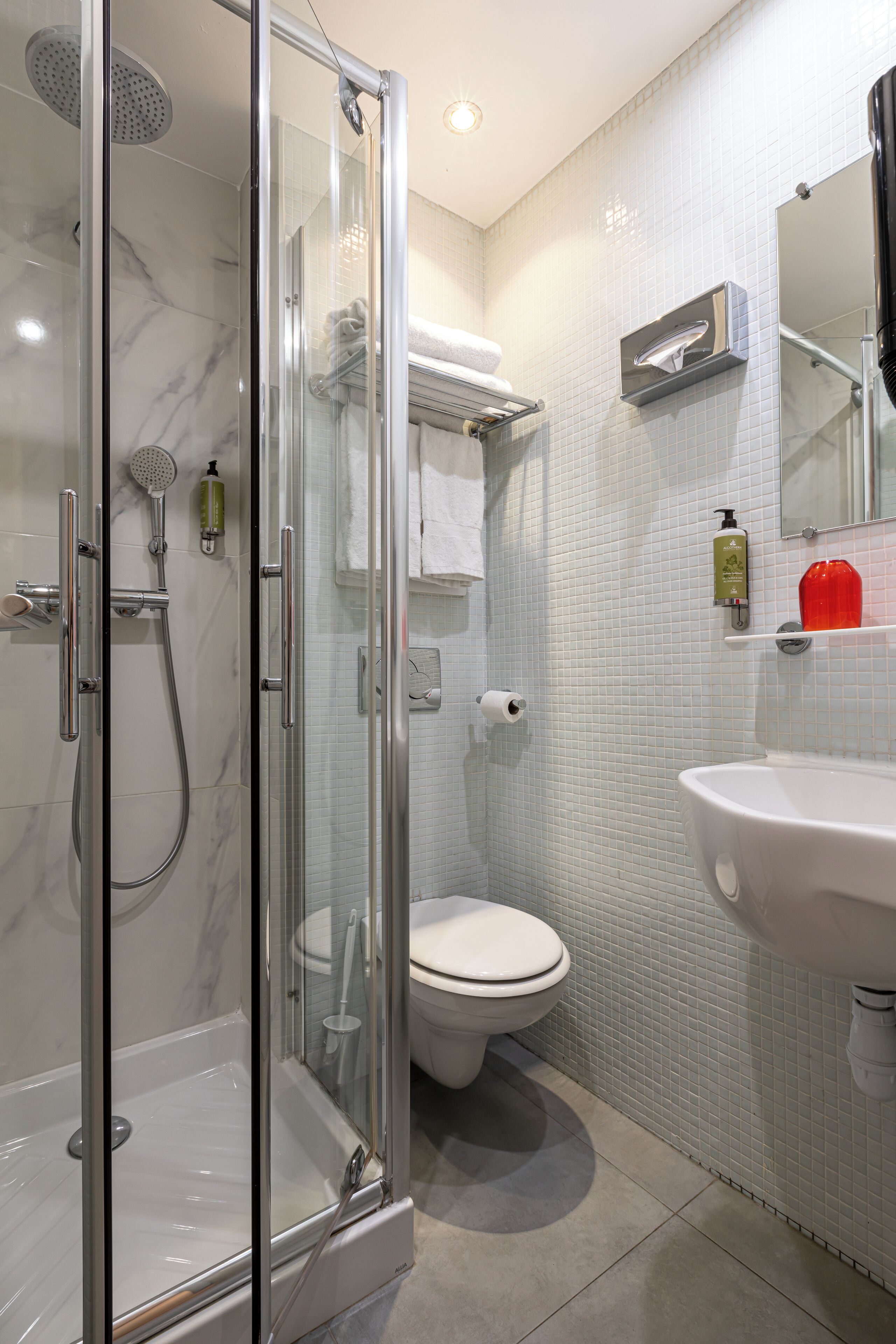 classic triple room, garden view | bathroom | hair dryer, slippers, towels