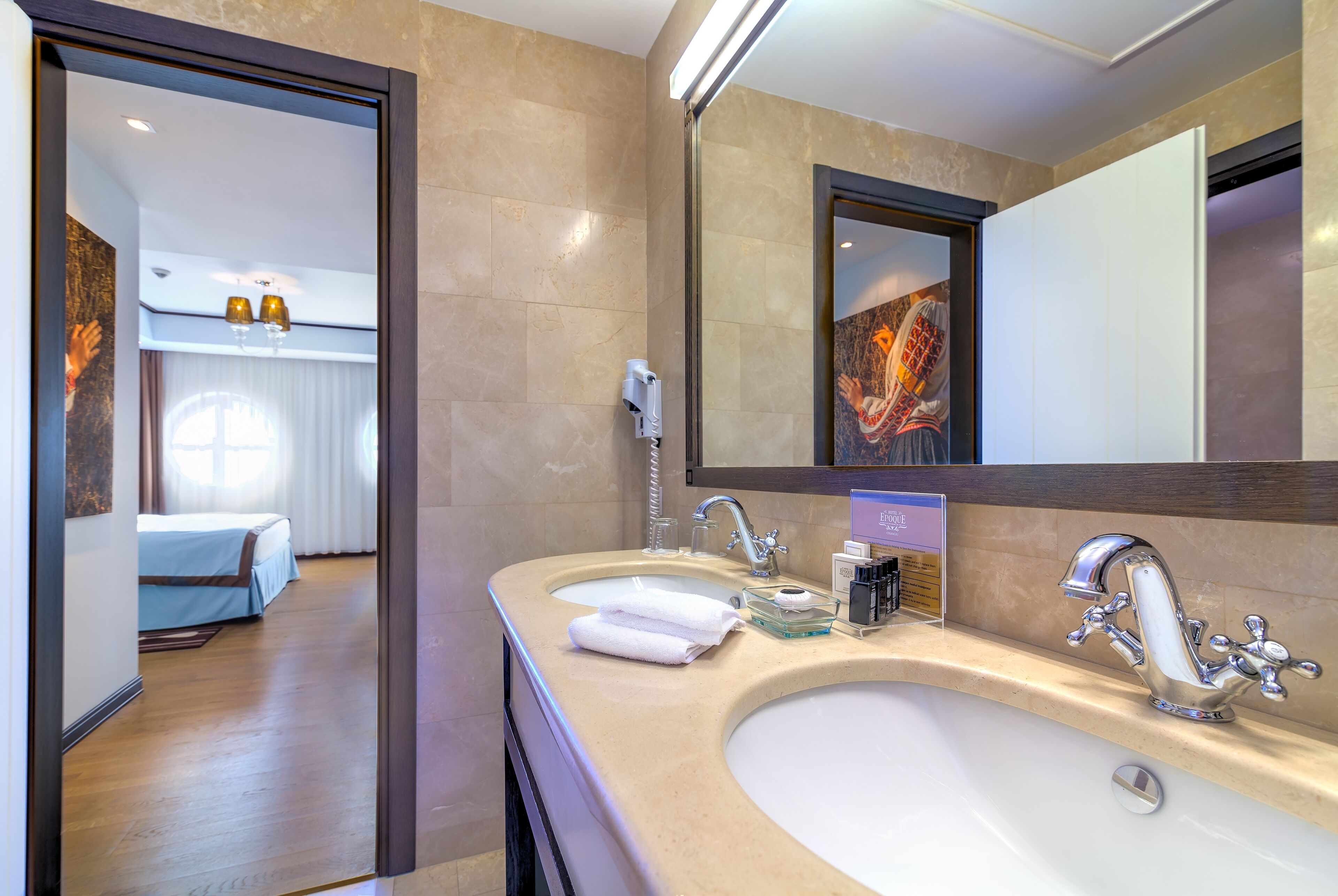 royal suite (epoque vip suite) | bathroom | rainfall showerhead, designer toiletries, hair dryer, bathrobes