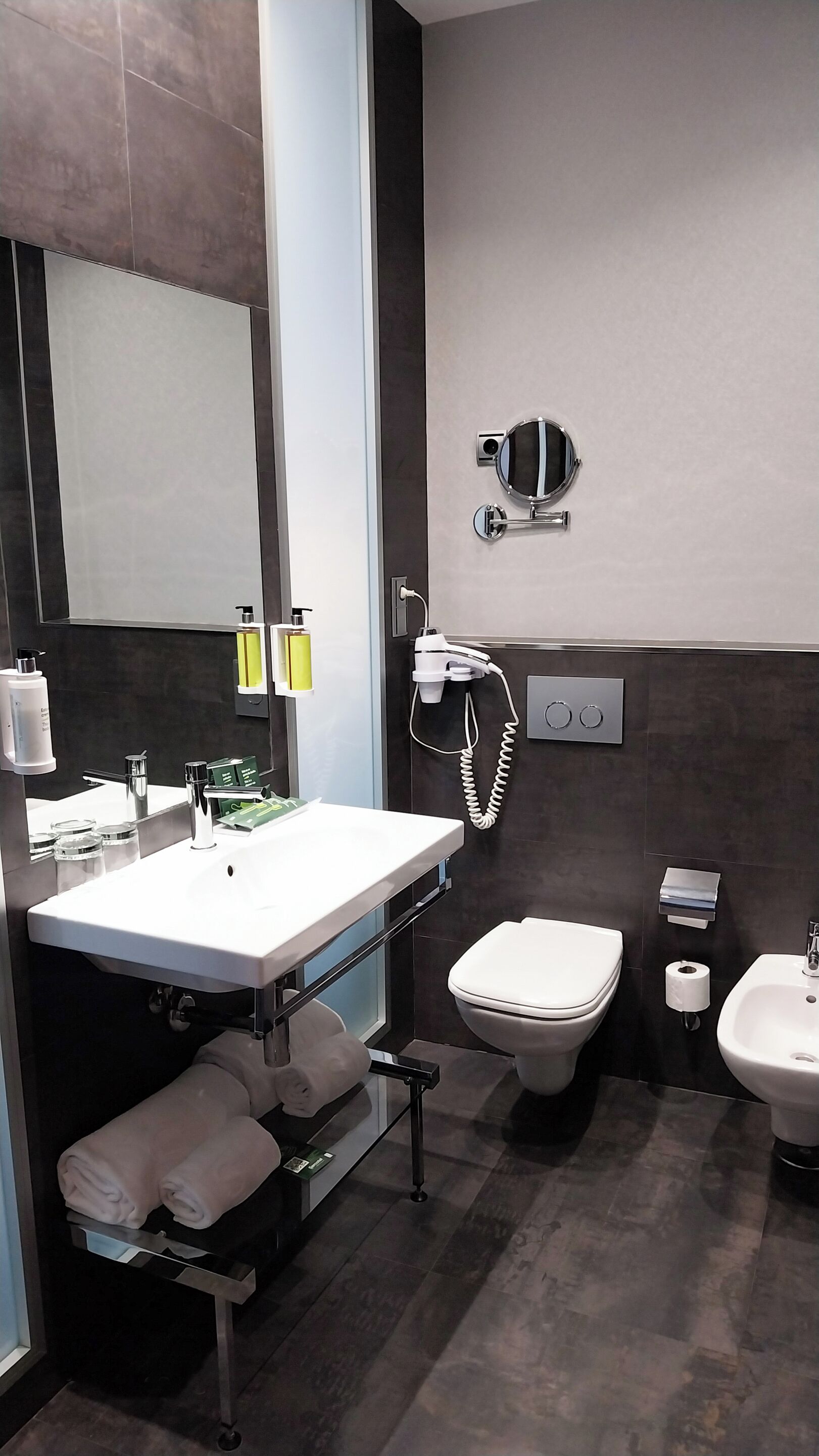 superior twin room | bathroom | rainfall showerhead, free toiletries, hair dryer, bidet