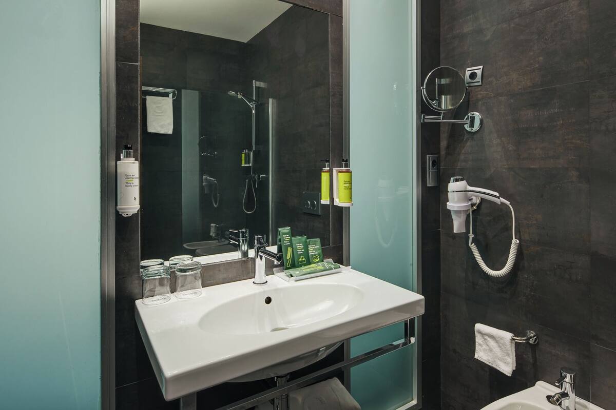 rainfall showerhead, free toiletries, hair dryer, bidet