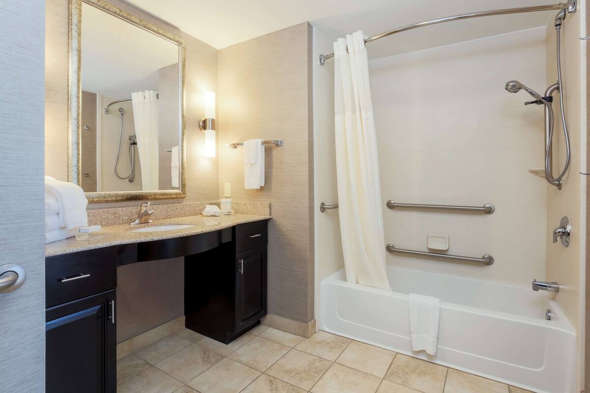free toiletries, hair dryer, towels