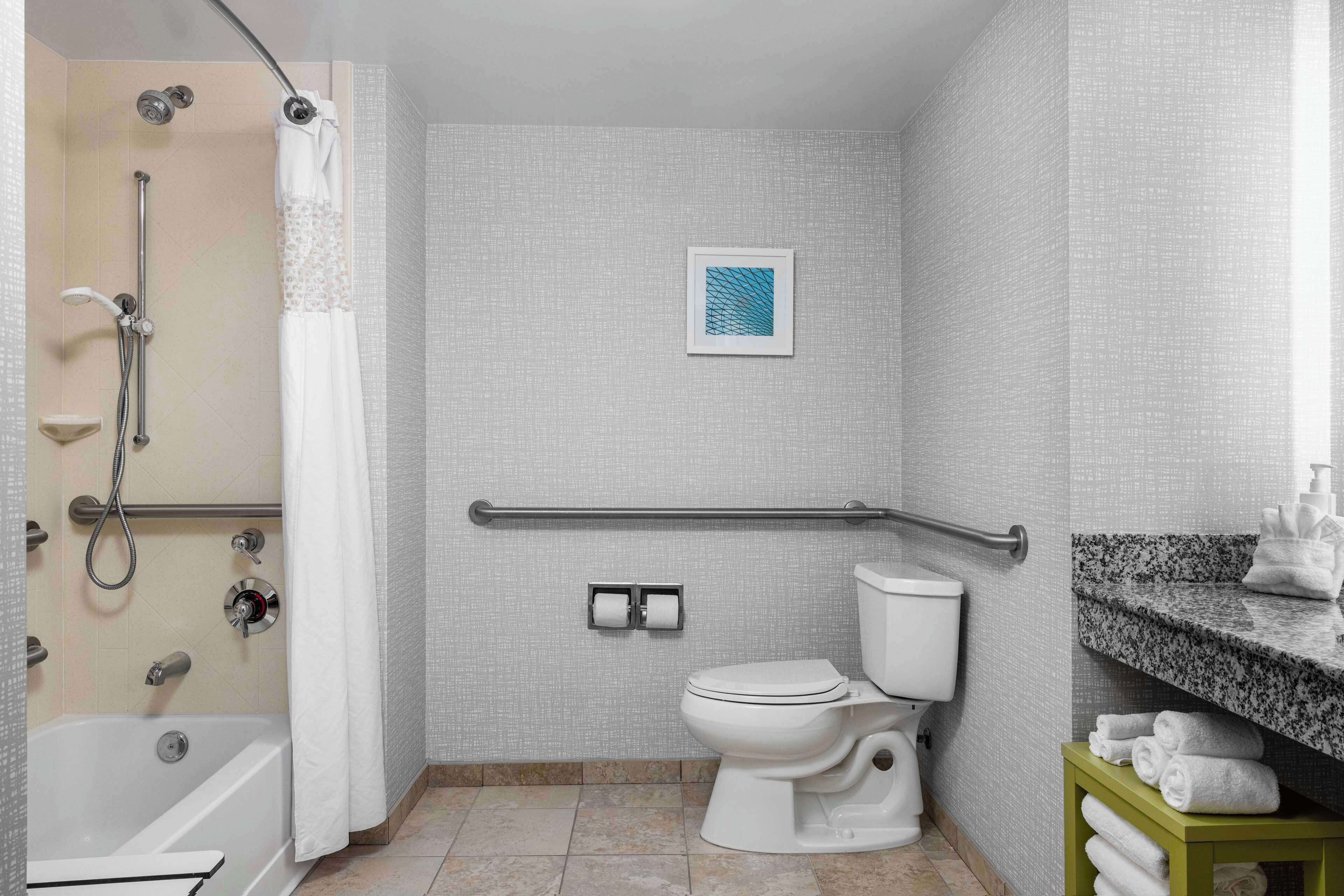 two queen beds, non-smoking, accessible | bathroom shower