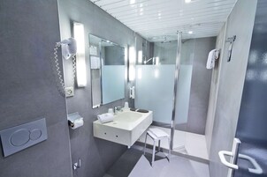 Desk, laptop workspace, blackout drapes, soundproofing