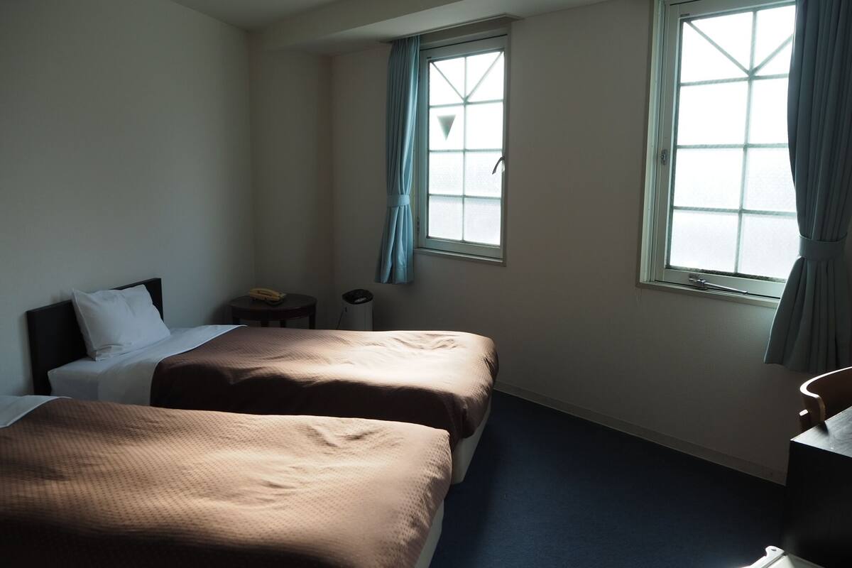 Chambre économique avec lits jumeaux, non-fumeur | Couette en duvet, bureau, espace de travail pour ordinateurs portables