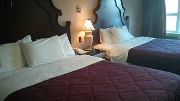 Down comforters, Select Comfort beds, individually furnished, desk