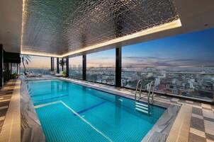 Indoor pool, outdoor pool, open 6:00 AM to 8:00 PM, pool umbrellas