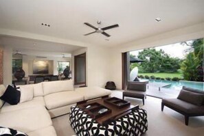 Flat-screen TV, DVD player