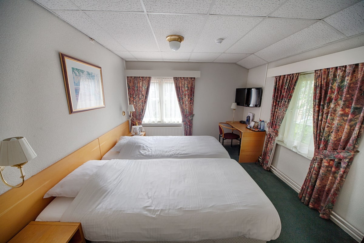 Familiekamer | Een bureau, babybedden, extra bedden, gratis wifi