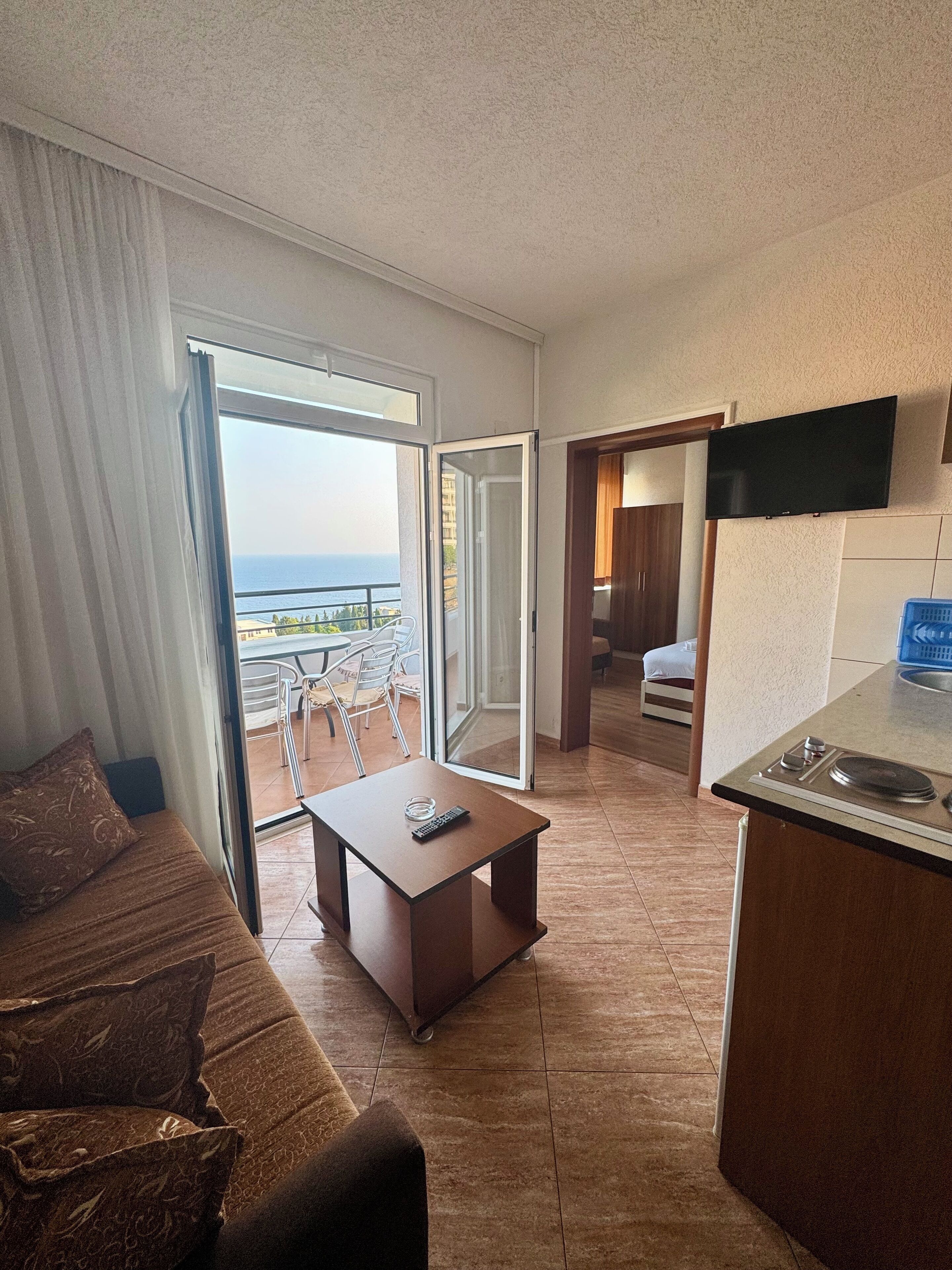 شقة - غرفتا نوم - بشرفة - بمنظر للبحر (5 Adults) | منطقة المعيشة | تلفزيون