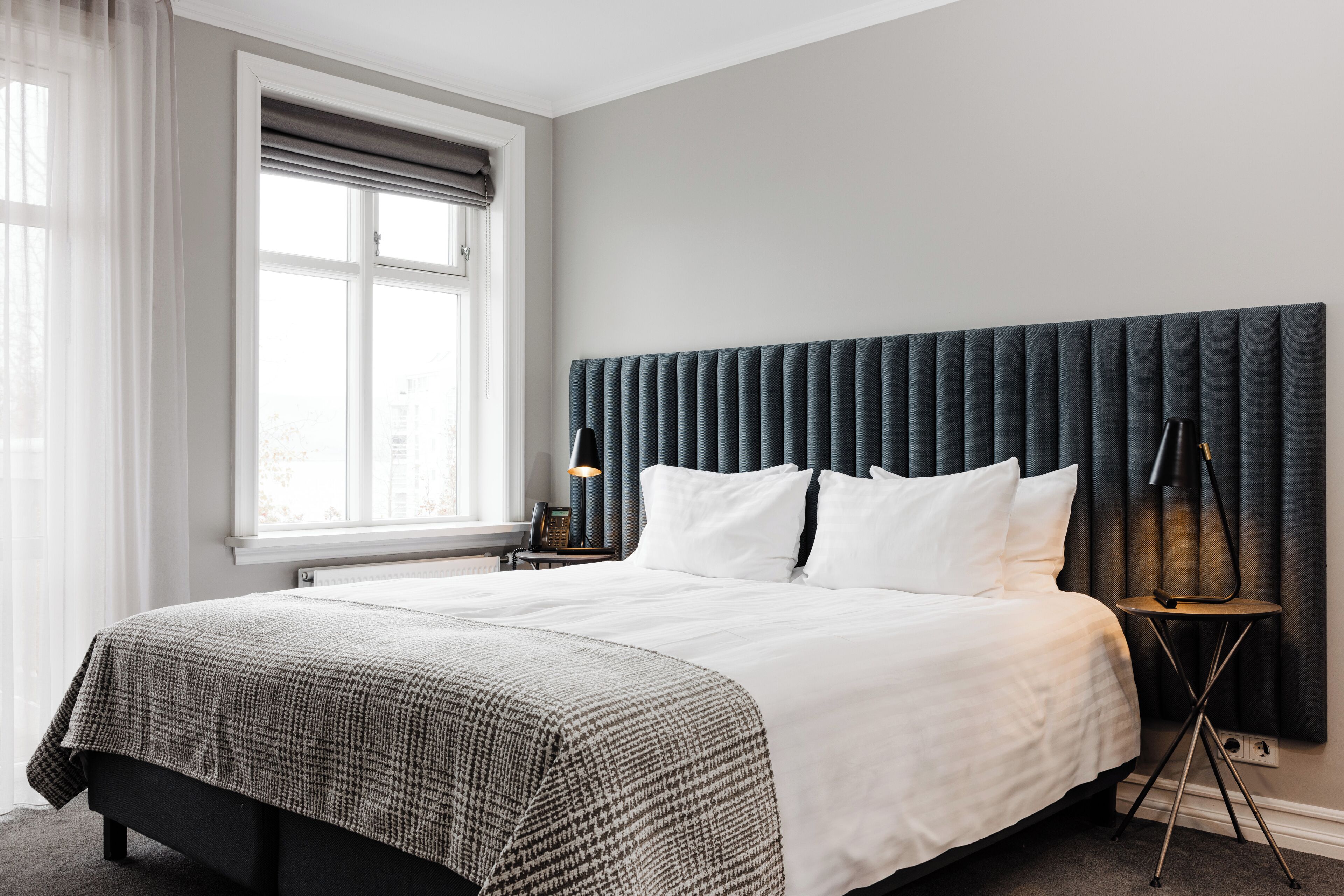 Hypo-allergenic bedding, down duvets, pillow-top beds, in-room safe