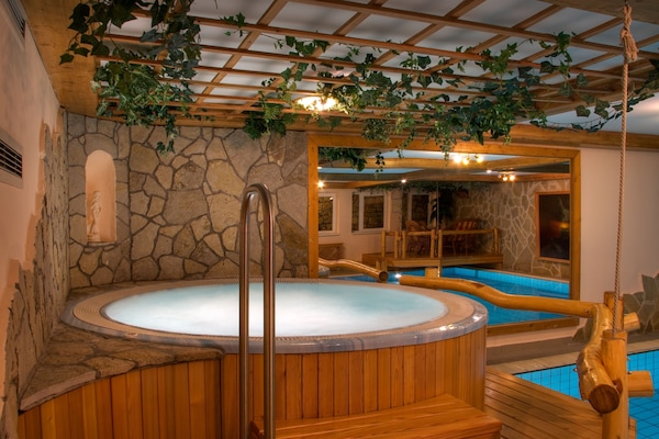 Indoor pool, open 8:00 AM to 8:00 PM, sun loungers