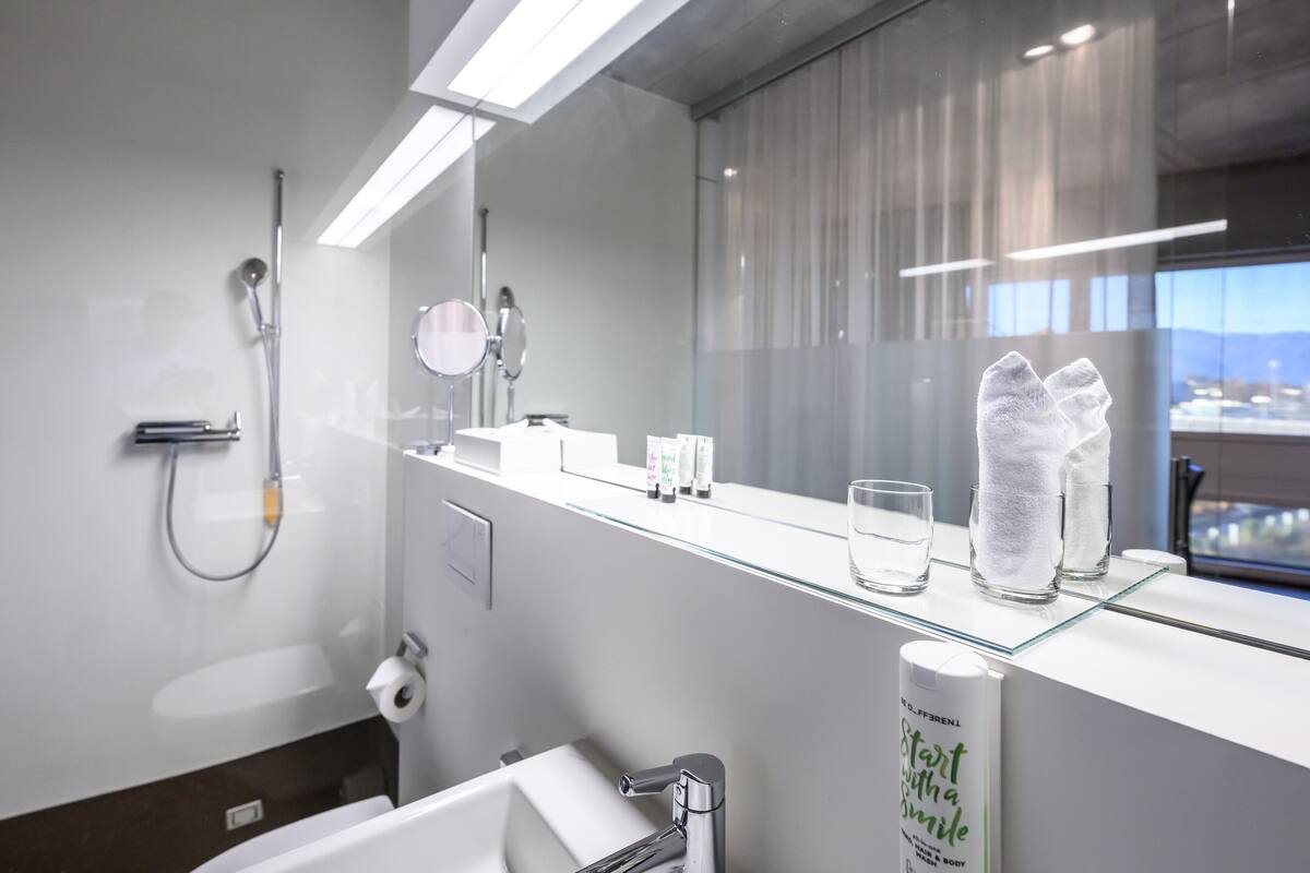 shower, free toiletries, hair dryer, slippers