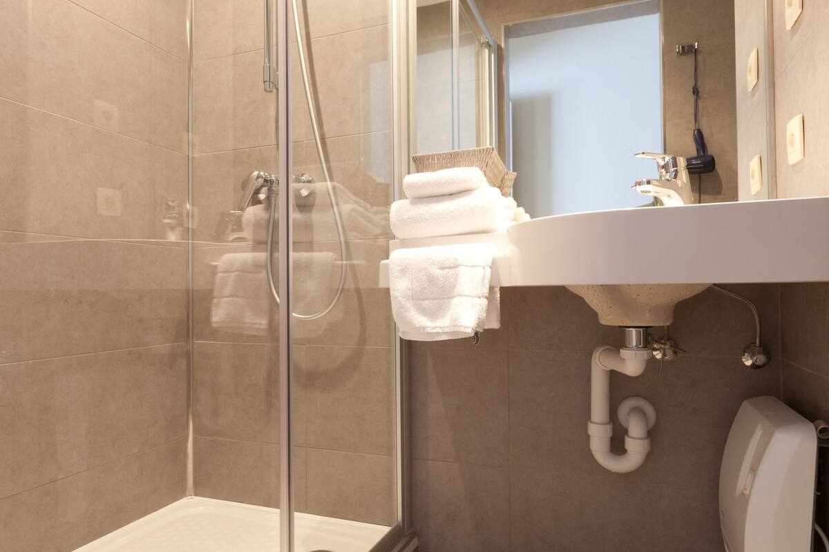 free toiletries, hair dryer, towels, soap