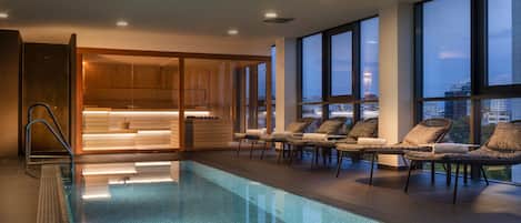 Indoor pool, pool loungers