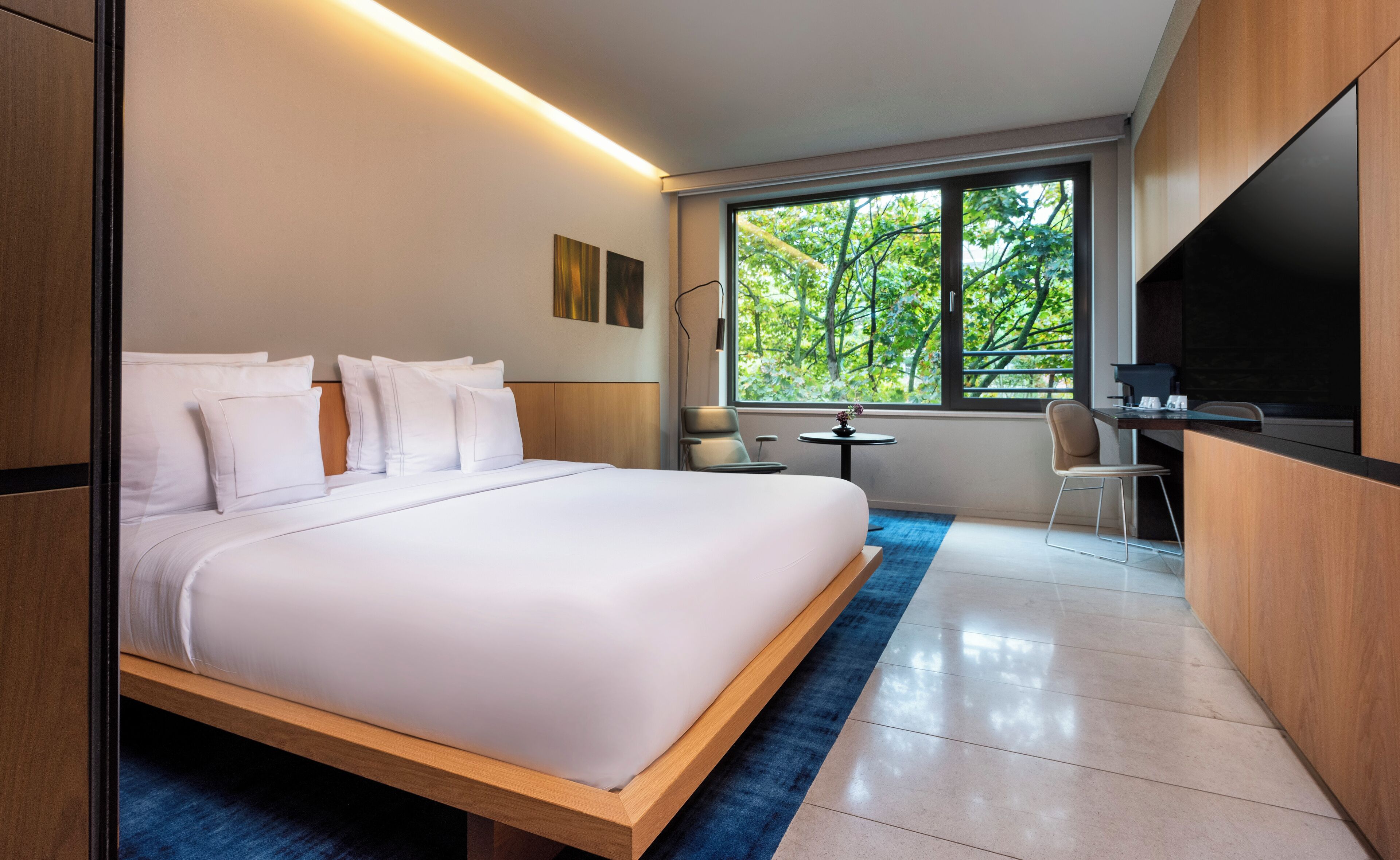 Hypo-allergenic bedding, in-room safe, desk, blackout drapes