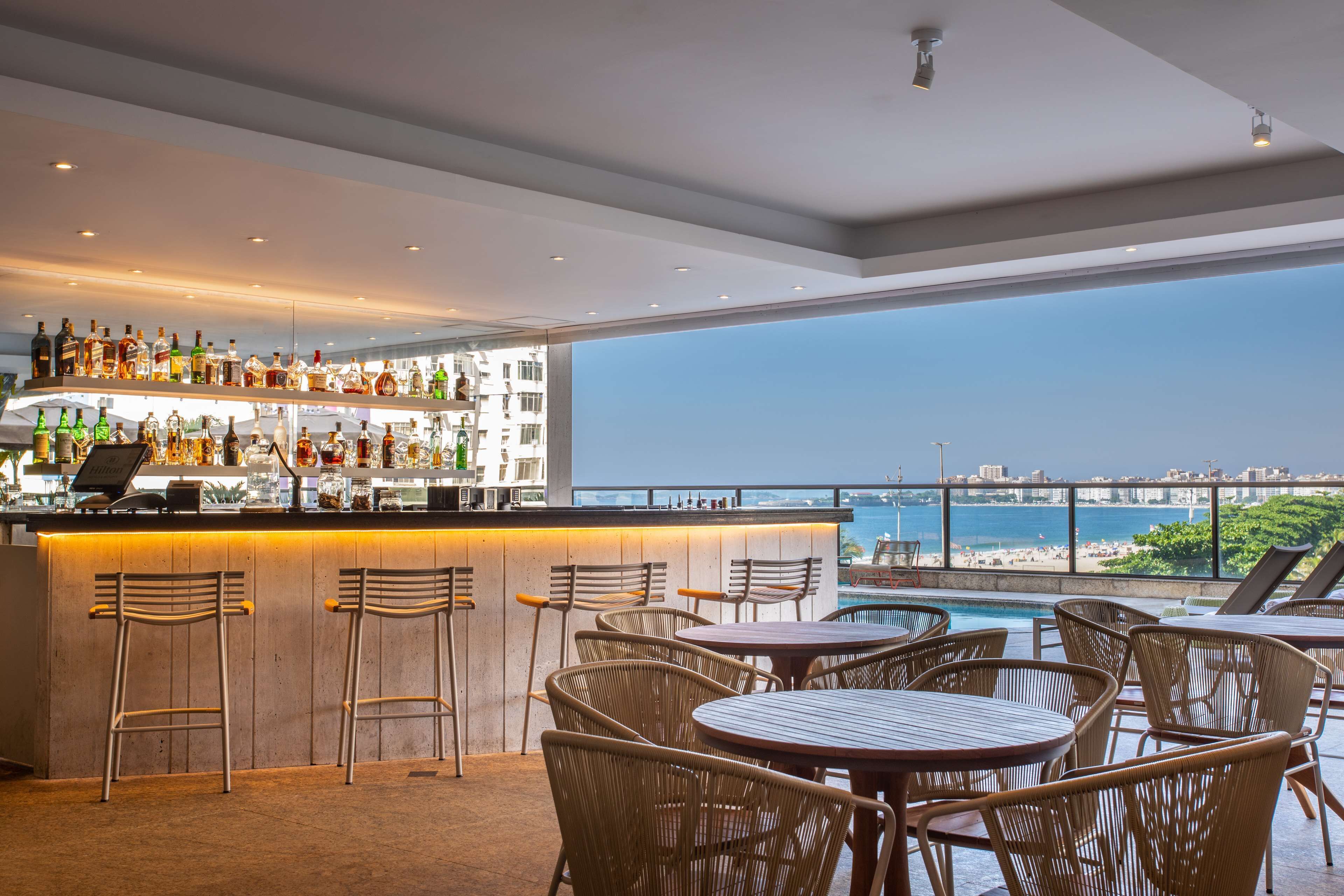 rooftop bar, beach views, open daily