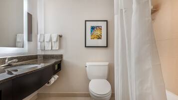 Chambre, 2 grands lits | Salle de bain | Ensemble douche/baignoire, articles de toilette de luxe, sèche-cheveux