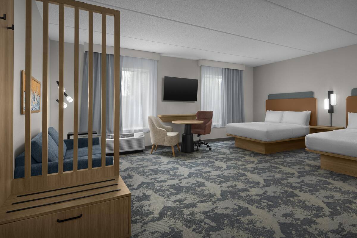 Studio Suite, 2 Queen Beds | Premium bedding, in-room safe, desk, blackout drapes