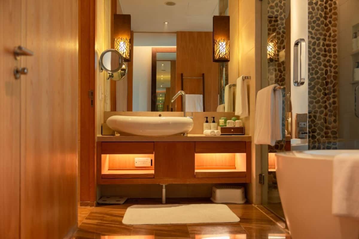 Vasca e doccia separate, soffione a pioggia, asciugacapelli, accappatoio