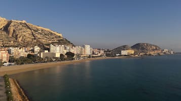 On the beach, beach towels, scuba diving