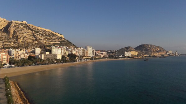 On the beach, beach towels, scuba diving