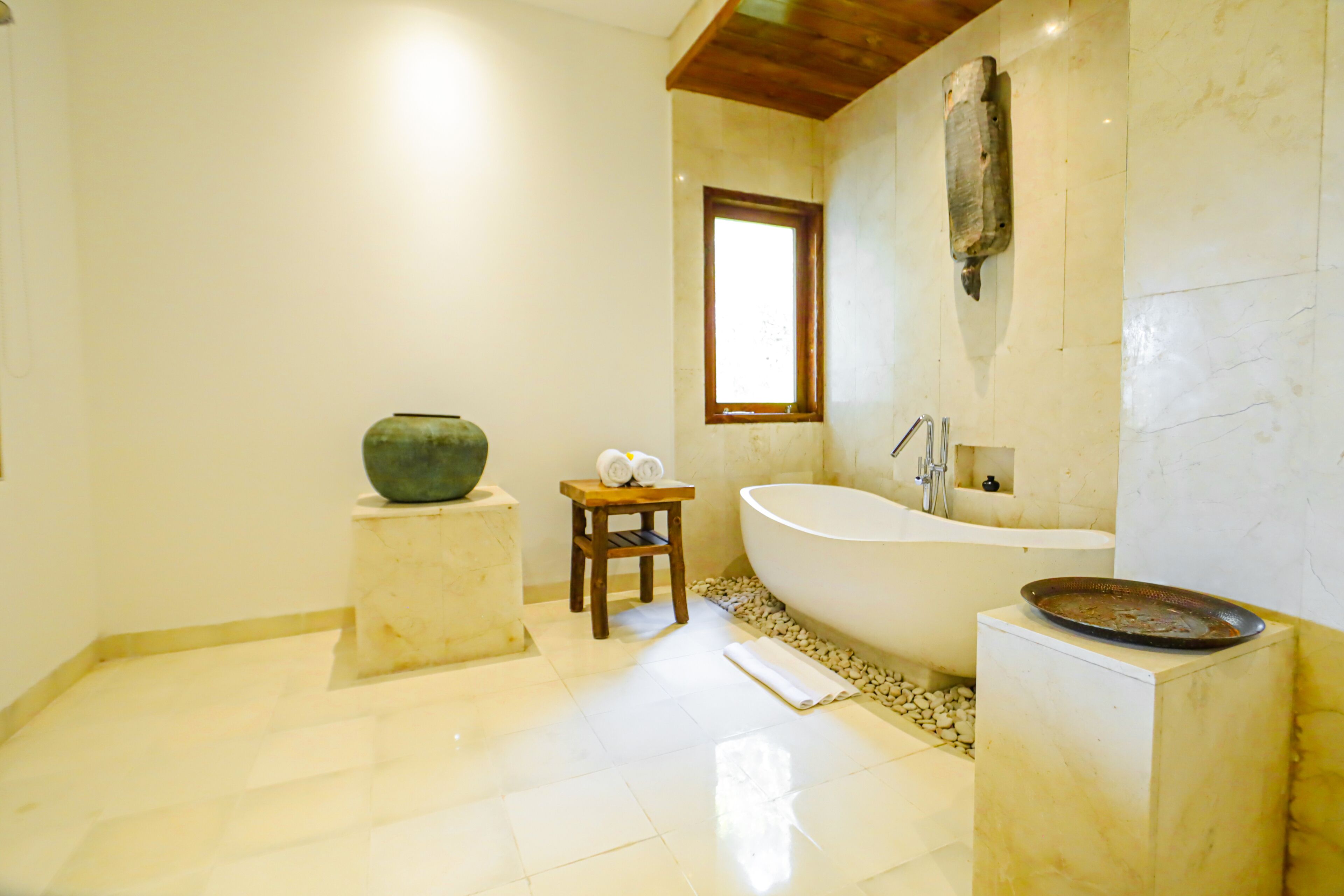 villa, 1 bedroom, private pool | bathroom | separate bathtub and shower, spring water bathtub, rainfall showerhead