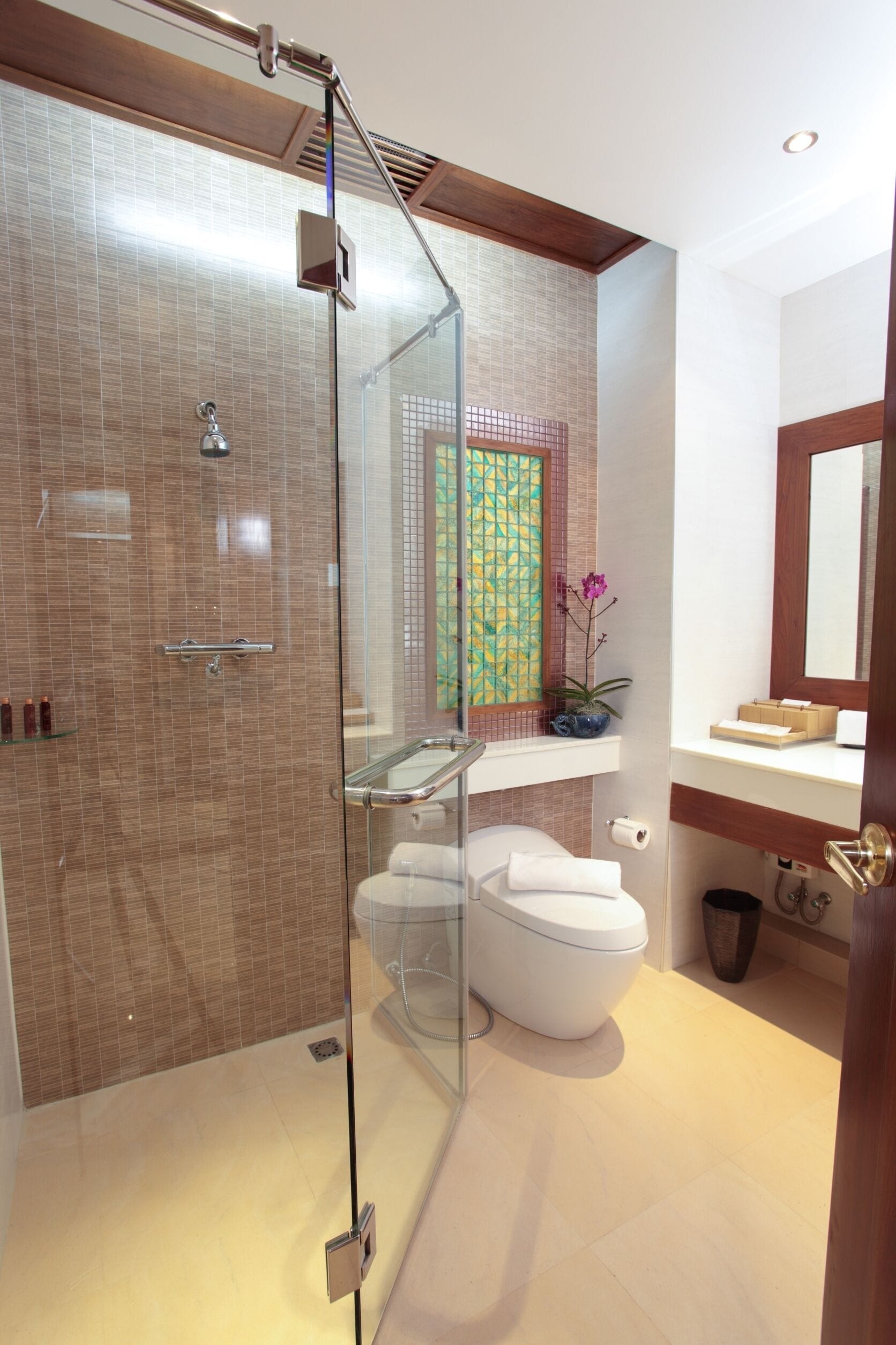 free toiletries, hair dryer, bathrobes, slippers