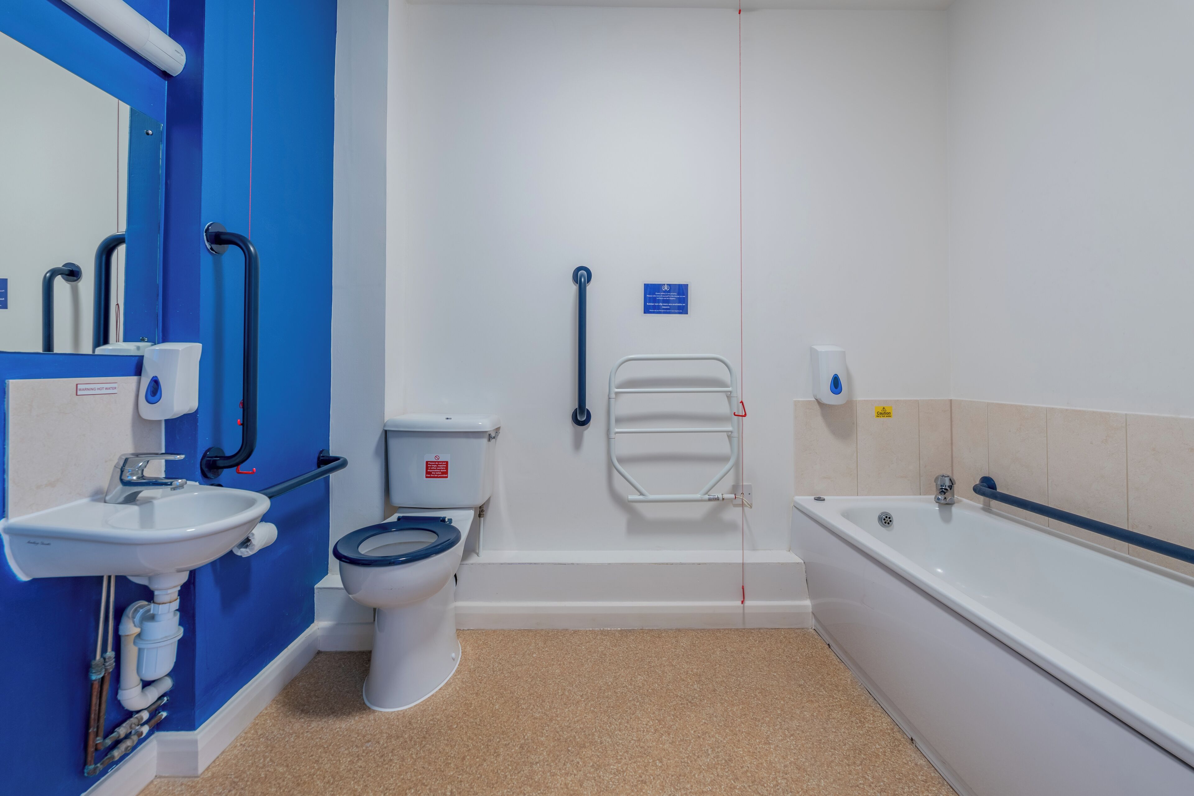 twin room, mobility accessible (bath only) | bathroom | hair dryer, towels